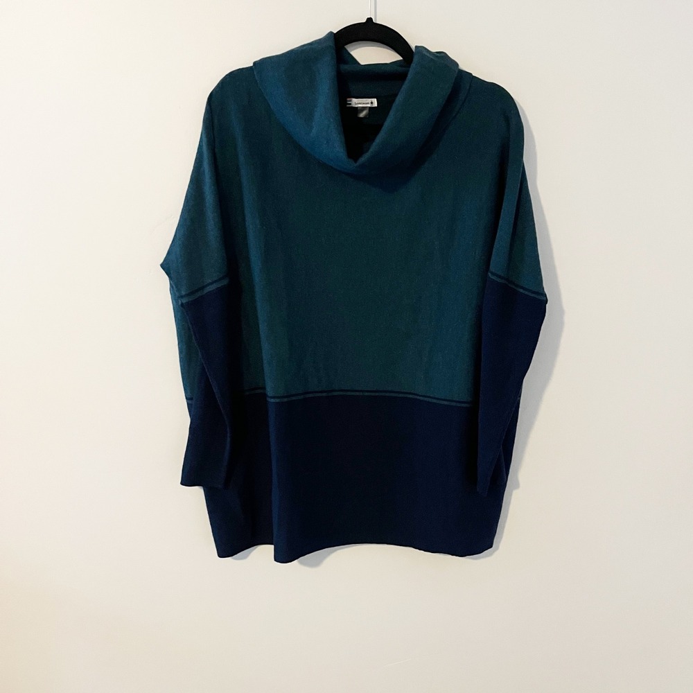 Smartwool Edgewood Poncho
Oversized Sweater Tunic Cowl Pullover Green Blue small